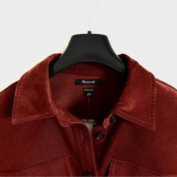 Madewell Corduroy Twill Oversized Shirt Jacket In Orange Size M NWT - Picture 9 of 15